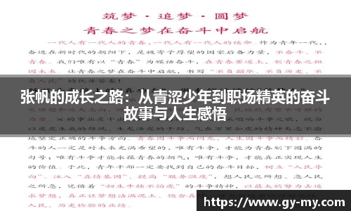 张帆的成长之路：从青涩少年到职场精英的奋斗故事与人生感悟